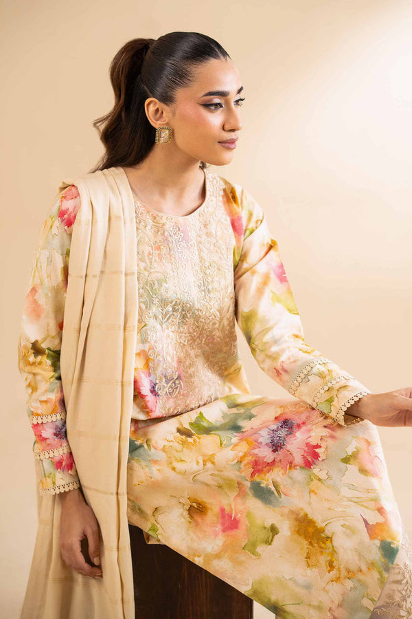 3 Piece - Digital Printed Jacquard Embroidered Suit - 42501301