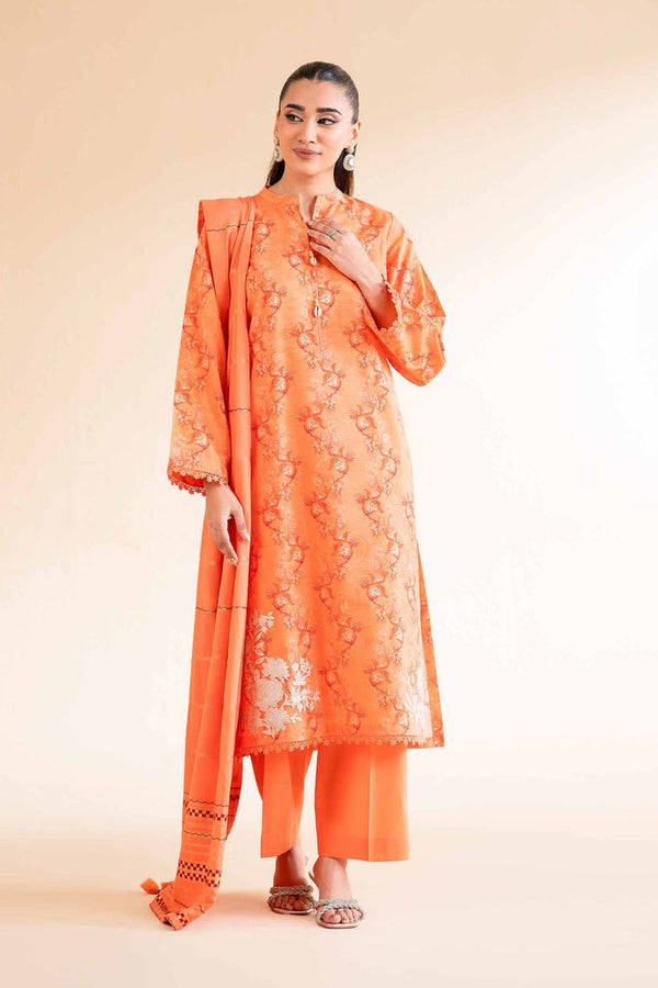 3 Piece - Digital Printed Jacquard Embroidered Suit - 42501304